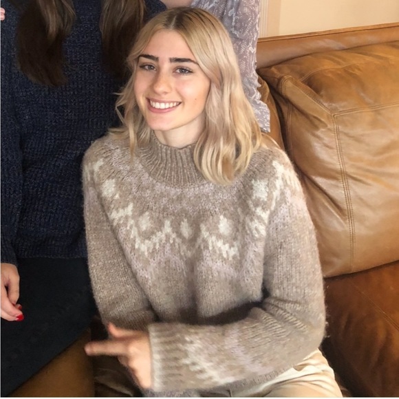 Theory Sweaters - Theory Fair Isle Mock Wool Sweater Baby Alpaca Size P Petite 0